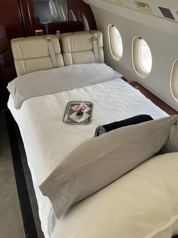 Cabin berth made up for rest
