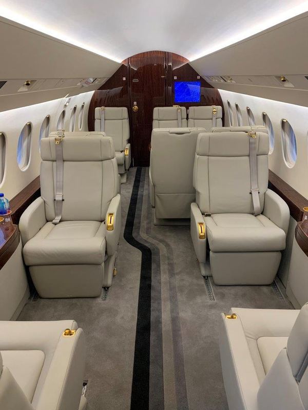 Cabin interior with executive seating