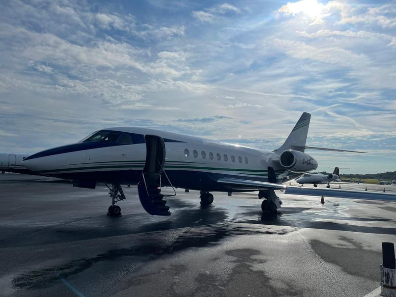 Aircraft on the ramp under cloud